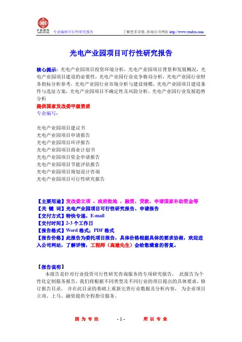 光电产业园项目可行性研究报告