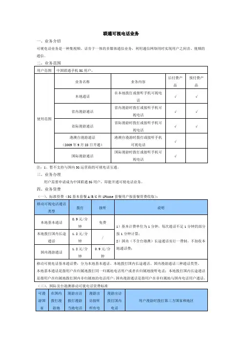 联通可视电话文档