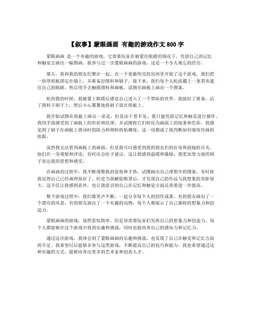 【叙事】蒙眼画画 有趣的游戏作文800字