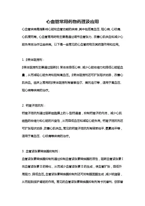 心血管常用药物药理及应用