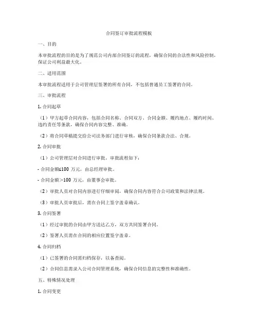 合同签订审批流程模板