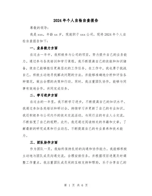 2024年个人自检自查报告（3篇）