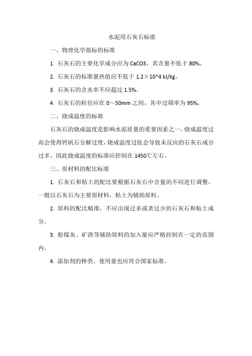 水泥用石灰石标准