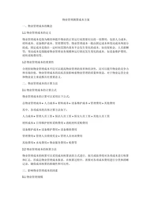物业管理测算成本方案