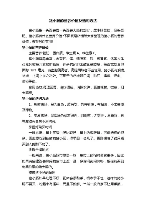 猪小肠的营养价值及选购方法