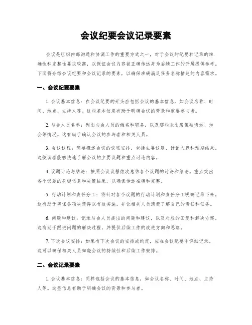 会议纪要会议记录要素