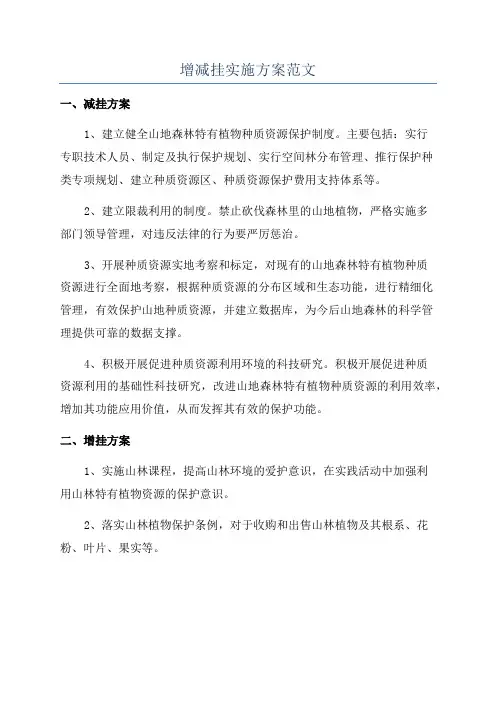 增减挂实施方案范文