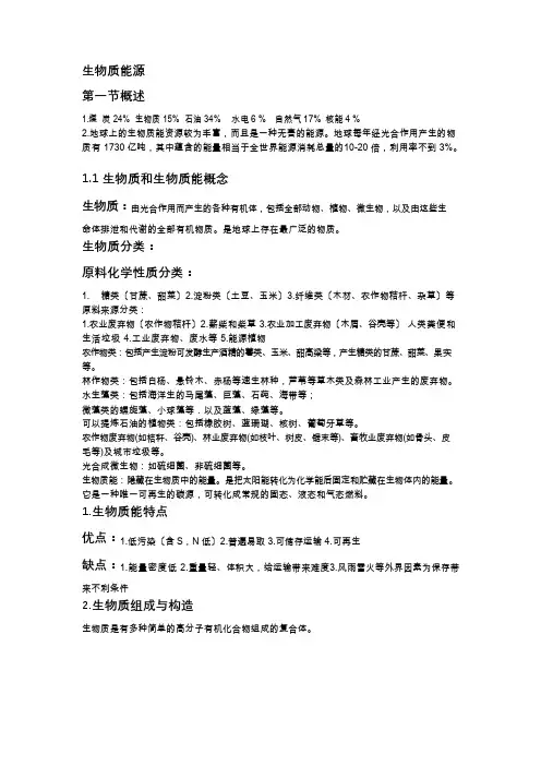 能源化工知识点生物质