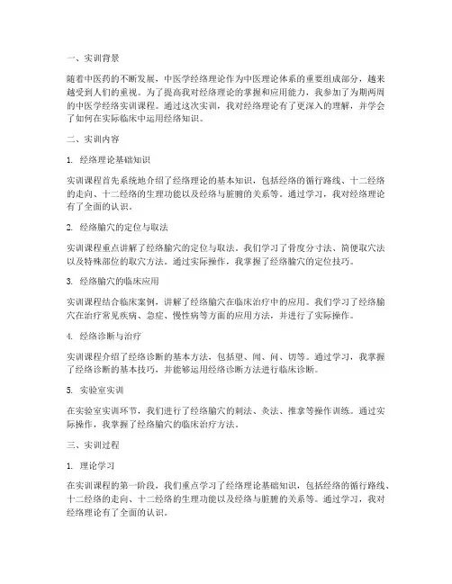 中医学经络实训报告范文