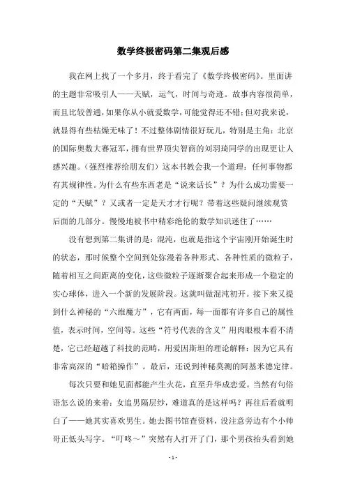 数学终极密码第二集观后感