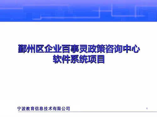 鄞州区企业百事灵政策咨询中心软件系统项目投标讲解v 