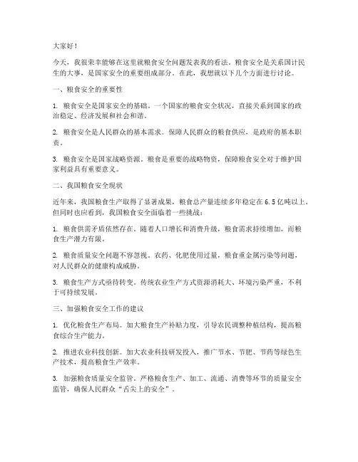 粮食安全讨论发言稿范文