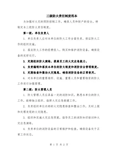 三级防火责任制度范本
