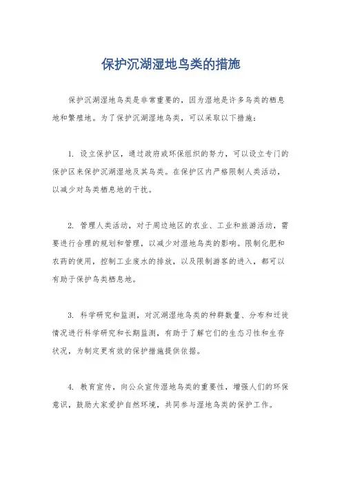 保护沉湖湿地鸟类的措施