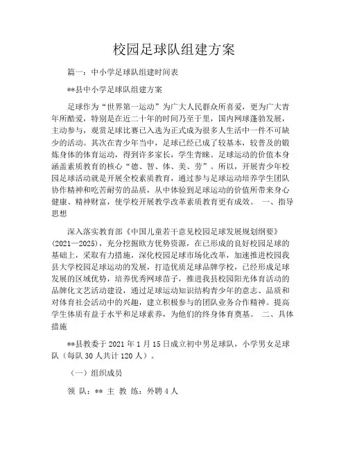 校园足球队组建方案