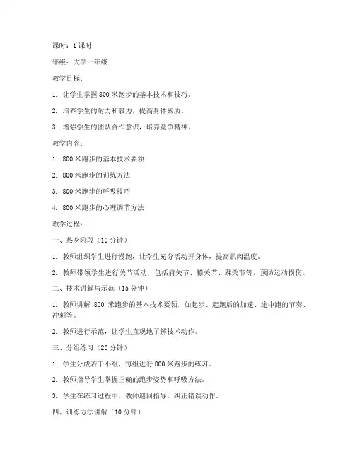 大学800米教案