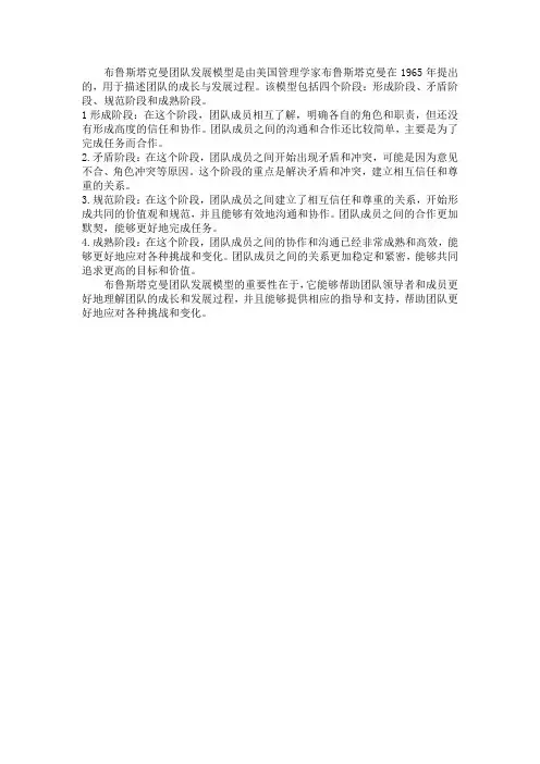 布鲁斯塔克曼团队发展模型