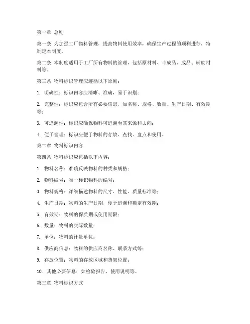 工厂物料标识管理制度
