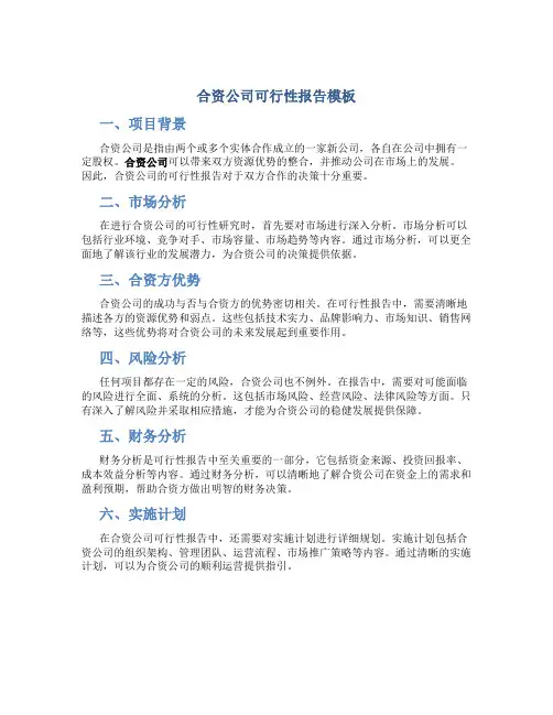 合资公司可行性报告模板