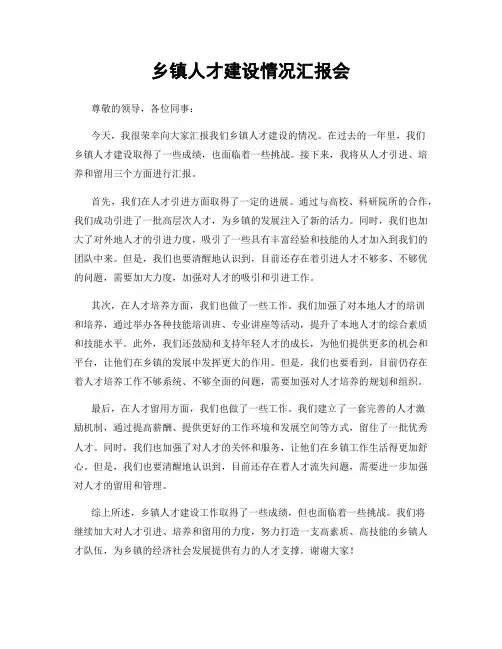 乡镇人才建设情况汇报会