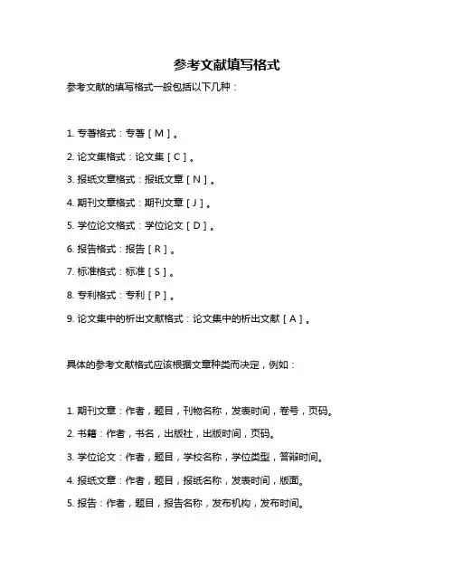 参考文献填写格式