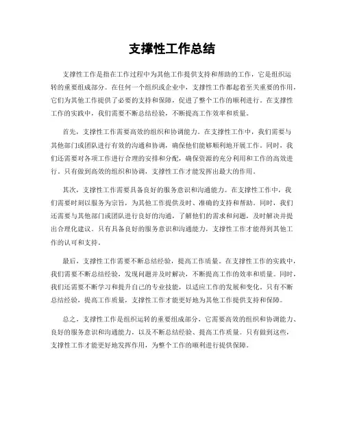 支撑性工作总结