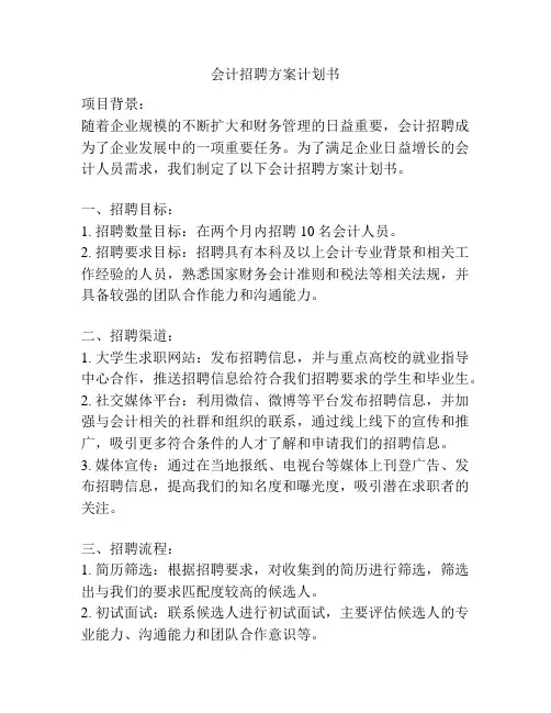 会计招聘方案计划书