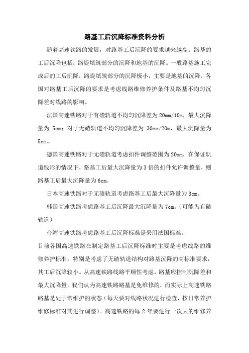 路基工后沉降分析