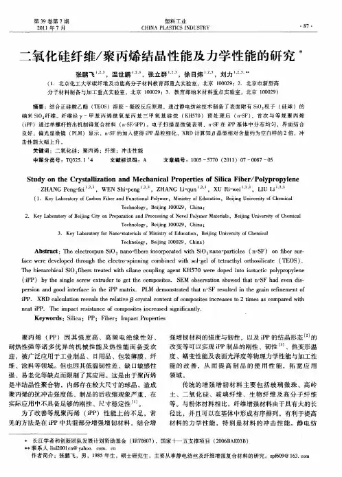 二氧化硅纤维／聚丙烯结晶性能及力学性能的研究