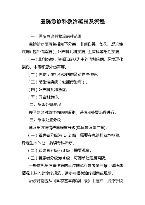 医院急诊科救治范围及流程