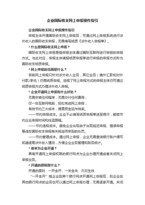 企业国际收支网上申报操作指引