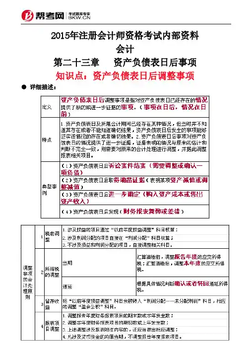 第二十三章资产负债表日后事项-资产负债表日后调整事项