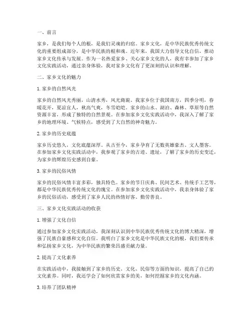 家乡文化实践心得体会