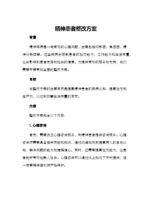 精神患者整改方案