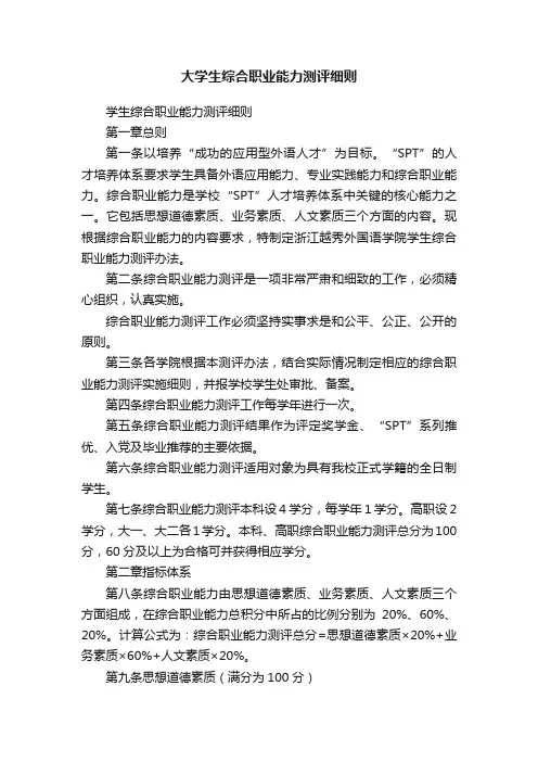 大学生综合职业能力测评细则