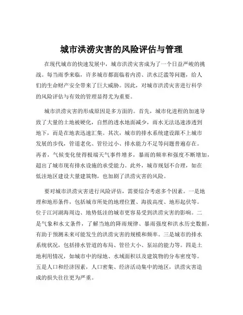 城市洪涝灾害的风险评估与管理