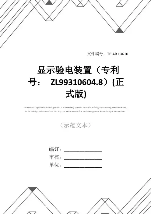 显示验电装置(专利号： ZL99310604.8)(正式版)