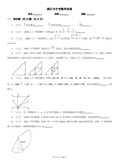 湛江市中考数学试卷 