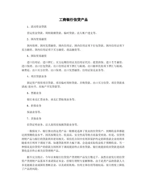 工商银行信贷产品
