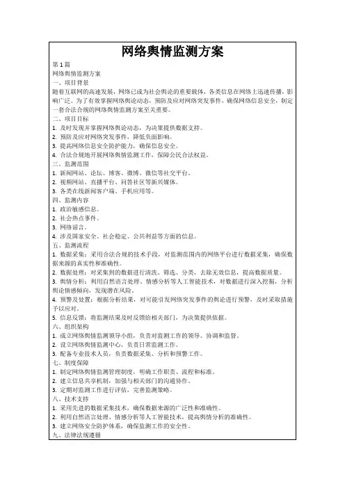 网络舆情监测方案