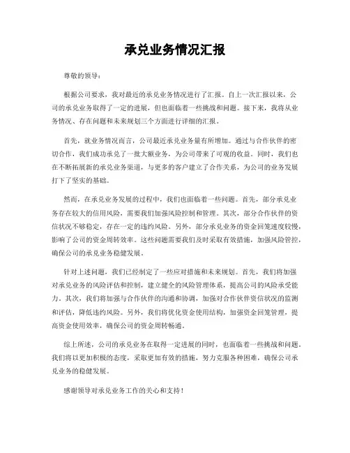 承兑业务情况汇报