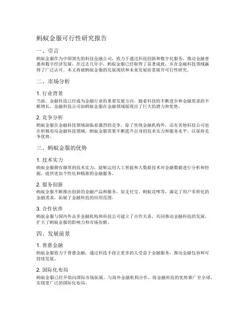 蚂蚁金服可行性研究报告