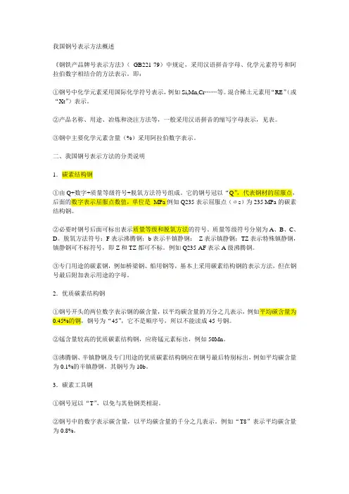 我国钢号表示方法概述