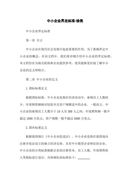 中小企业界定标准-徐亮
