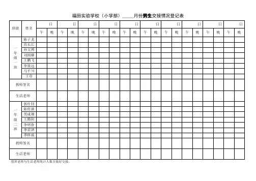 宿舍交接登记表