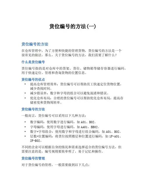货位编号的方法(一)
