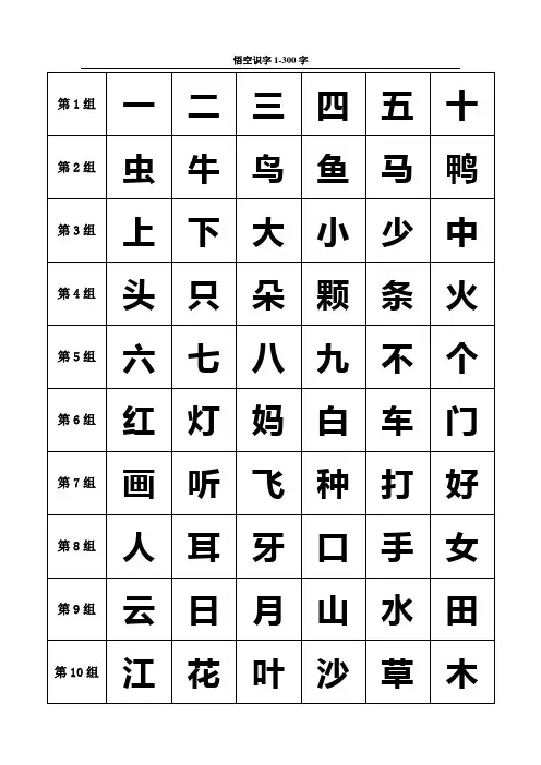悟空识字1-300字