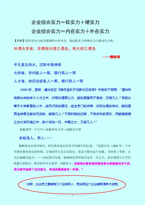 企业综合实力=内在实力+外在实力