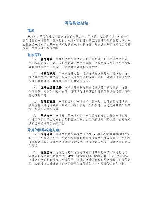 网络构建总结