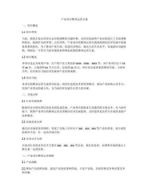 产业项目整体运营方案